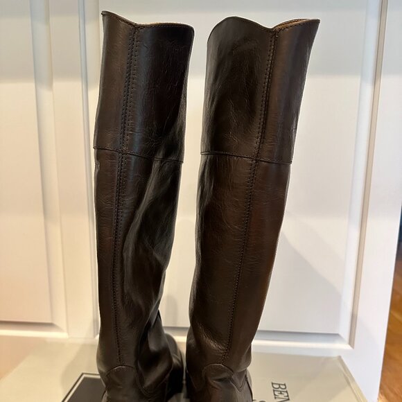 Frye Leather Boots - Melissa Logo Style in Dark Brown - Picture 6 of 11